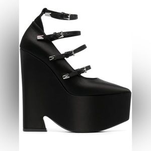 Versace Tempest Pointed-Toe Platform Pumps Black Size 38.5 BNWOT Gothic Y2K